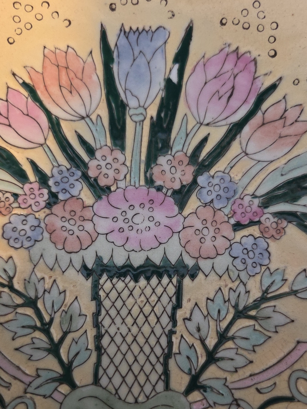 Vintage WBI  Handpainted Oriental CHINOISERE Decorative Floral LG Porcelain Bowl - Picture 5 of 7